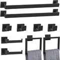 10-Piece Matte Black Bathroom Hardware Set,Towel Bar Set for Bathroom Include 23.6 inch Towel Bar,Towel Ring,Toilet Paper Holder Towel Hooks,Stainless Steel Wall Mounted