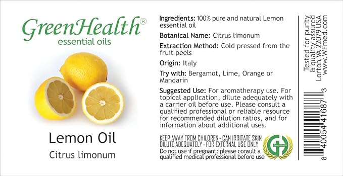 Lemon Essential Oil - 16 fl oz - Aluminum Bottle - 100% Essential Oil -GreenHealth
