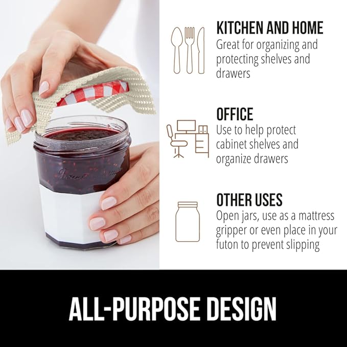 GORILLA GRIP powerGRIP Drawer Shelf and Cabinet Liner, Thick Strong Hold, Non-Adhesive Liners Protect Kitchen Cabinets and Cupboard, Bathroom Drawers, Easy Install, Breathable Mat, 12" x20', Cream