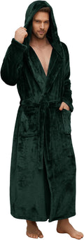 U2SKIIN Mens Robe with Hooded, Full Length Thickened Plush Robe Big and Tall Bathrobe
