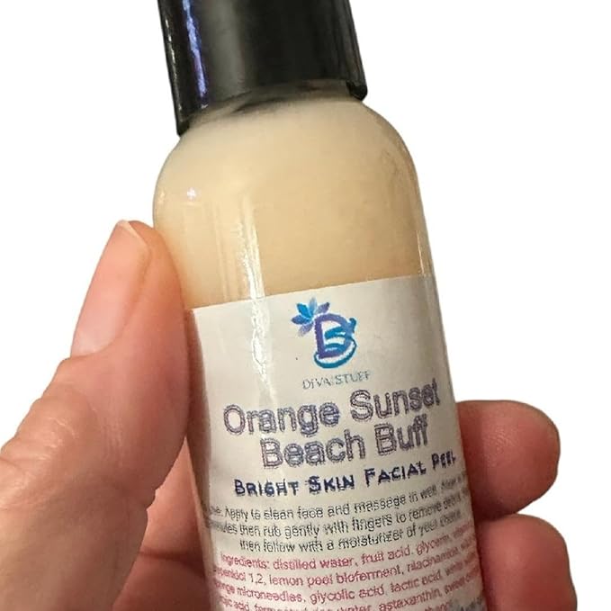 Diva Stuff Orange Sunset Beach Buff Facial Exfoliator With Gentle Mushroom Spicules Lemon Peel Kojic Acid Niacinamide Skin Repair Cleanser