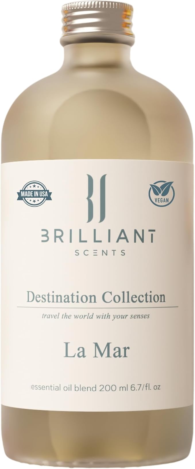 Brilliant Scents La Mar Fragrance Oil 200ml - Premium Diffuser Oil for Home, Office, Hotels - Long Lasting, Plant-Based, Meets IFRA Standards, USA-Made - White Tea, Ginger, Musk
