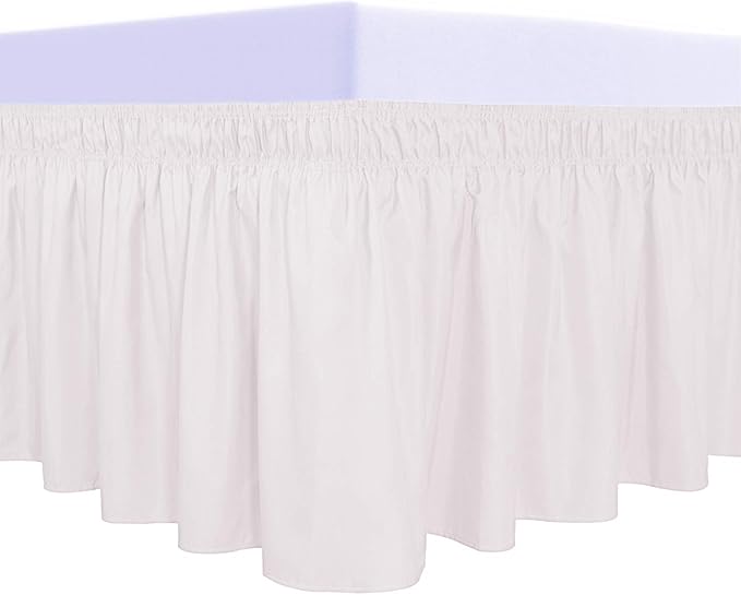 PureFit Wrap Around Ruffled Bed Skirt with Adjustable Elastic Belt - 22 Inch Drop Easy to Put On, Wrinkle Free Bedskirt Dust Ruffles, Bed Frame Cover for Queen, King and C-King Size Beds, Baby Pink