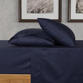 URBANHUT 700 Thread Count Full Size Egyptian Cotton Sheets, 4Pc Sheet Set Soft Luxury Bed Sheets for Full Size Bed, Sateen Weave Hotel Sheets, 14'' Elasticized Deep Pocket - Navy Blue
