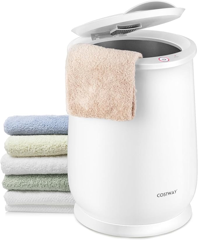 COSTWAY Towel Warmer for Bathroom, 21L Large Towel Heater with Flip-top Lid, Child Safety Lock, 1H Auto Shut Off, Blanket Warmer for Towels, 45” x 70” Bathrobes, Bathroom, Gift for Family