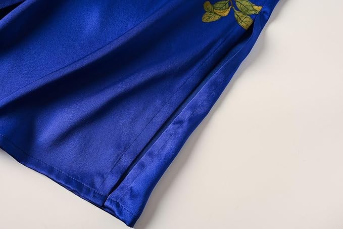Women's Silk Kimono Robe Long Bathrobe Nightgown 100% Mulberry Silk for Women - Classic Floral Pattern
