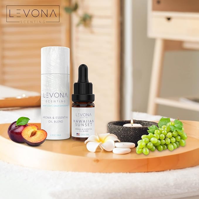 Levona Scent Essential Oils - Scents for Home, Hotel & Office Use - Perfect for Home Diffuser & Humidifiers - Aroma Fragrance Oil, Ideal for Massage, Relaxation, and Spa - Hawaiian Sunset, 10ml