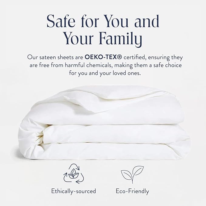 Brooklinen Luxury Sateen Duvet Cover - 100% Cotton, Twin/Twin XL Size in White with Extra-Long Corner Ties and Button Closure - Best Twin/Twin XL Duvet Covers