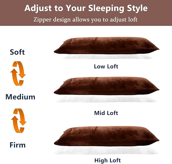 Body Pillow, Memory Foam Body Pillows for Adults Sleeping, Long Pillow for Bed, Big Large Firm Full Body Pillow for Side Sleeper, 20x54 Inch, Coffee