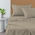 Pizuna Pure 100% Cotton King Size Sheets, 800 Thread Count Long Staple Cotton Crisp Sateen Sheets with 15inch Deep Pocket (Combed Simply Taupe)