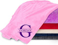 Personalized Passion Blankets with Custom Name & Initial Monogram - Super Soft and Cozy Fleece - Unisex Custom Blanket for Him and Her - 60x40 Inches - Light Pink