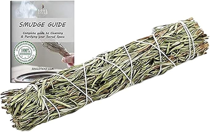Soul Sticks 1 Pack 9 Inch Rosemary Sage Smudge Stick with Starter Guide | House Blessing | Sage for Cleansing House | Smudge Stick for Negative Energy