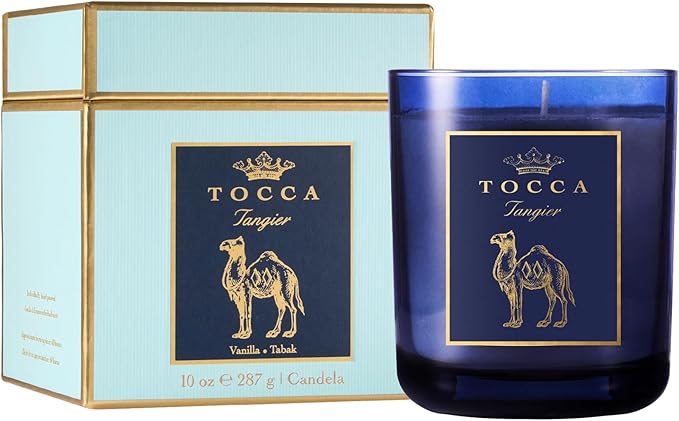TOCCA Tangier 10oz Candle - Vanilla & Tabak Scented, Hand Poured Soy-Wax Blend with 100% Cotton Wick, 60 Hour Burn Time