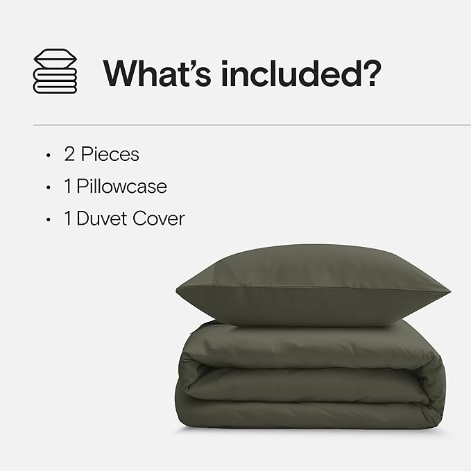 DOZ Duvet Cover Set, 100% Viscose derived from Bamboo, Organically Grown, Buttery Soft, Cooling Duvet Covers, High GSM, 1 Duvet Cover and 1 Pillowcase, 70"x90" (Olive, Twin/Twin XL)