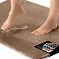 GORILLA GRIP Memory Foam Bath Mat, Soft Absorbent Velvet Bathroom Mats, Durable Dots on Underside, Machine Washable Bathmat, Carpet Rug Room Decor for Shower Tub Floor RV, 24x17 Rugs, Taupe