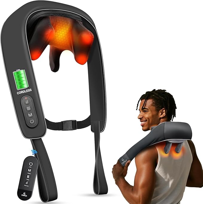 Cordless Neck Massager for Pain Relief - FSA Eligible HSA,2025 Upgraded Shiatsu Shoulder Back Massage with Wireless Remote Control,6D Deep Tissue Massage Pillow with Heat,Gift for Her,Him