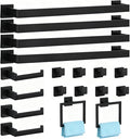 20-Piece Matte Black Bathroom Accessories Set, 16-in Bathroom Towel Rack Set, 304 Stainless Steel Bathroom Hardware Set, Robe Towel Hooks, Toilet Paper Holder Wall Mounted (20 Pcs)