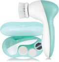 Electric Facial Cleansing Brush for Women, 3-in-1 Face Cleanser and Exfoliator Brush with 3 Brush Heads, 2 Speeds, Waterproof Spin Brush, Portable Travel Case (Green, Battery Operated)