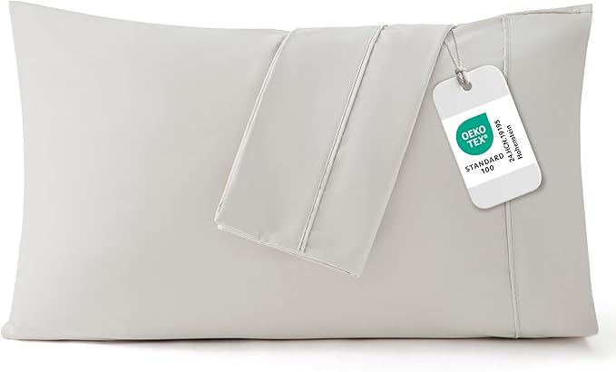 Bedsure Pillow Cases Standard Size Set of 2 - Brushed Microfiber Pillowcases, Super Soft Pillowcase, Pillow Case Covers with Envelope Closure, Wrinkle, Fade and Stain Resistant, Linen, 20x26 Inches