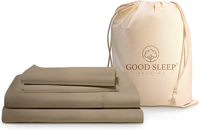 Good Sleep Bedding King Bed Sheet Set - 4 Pc, Egyptian Cotton Sheets, Hotel Style Sheets King Size Deep Pocket, Fits Upto 16 Inch, Soft & Breathable Sheet & Pillowcase Sets - Taupe
