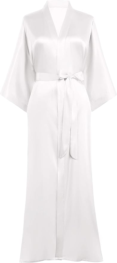 PRODESIGN Satin Kimono Robe Women Long Silky Kimono Bathrobe Sleepwear Wedding Bridesmaid Robe