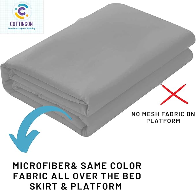 Cottingon Ruffled Bed Skirt with Split Corners-Dust Ruffle - 16" Drop 100% Microfiber Soft,Sheen & Luxurious Look - Bed Skirts (Light Grey -Full)