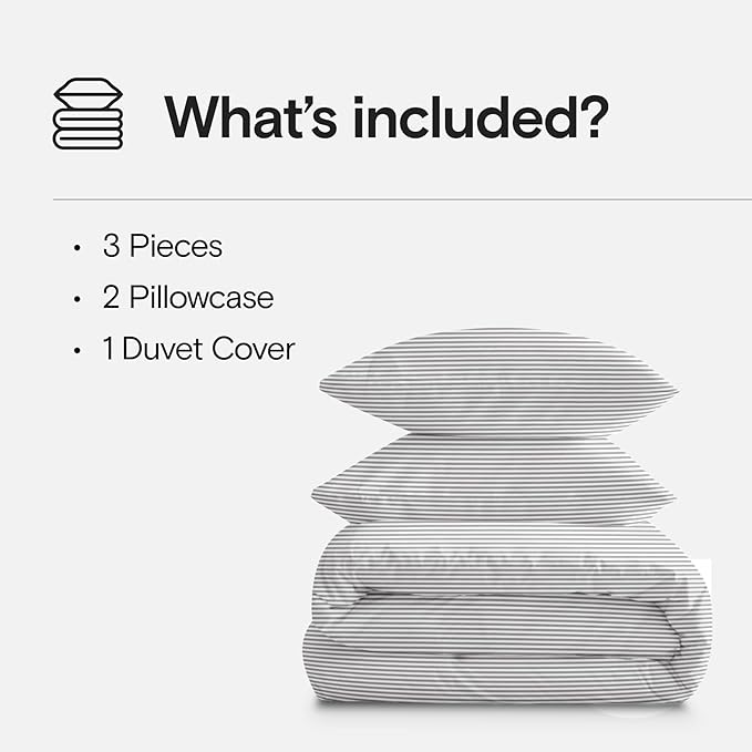 DOZ Duvet Cover Set, 100% Viscose derived from Bamboo, Organically Grown, Buttery Soft, Cooling Duvet Covers, High GSM, 1 Duvet Cover and 2 Pillowcases, 90"x90" (Stripe, Full/Queen)
