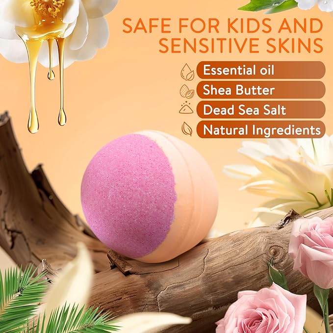 Bath Bombs for Women, 12 Pack Handmade Natural Fizzies Bath Bombs with 12 Unique Scents, Relaxing Bubble Bath for Dry Skin Moisturizing, Essential Oils Bathbomb Spa Gift Set for Mom, Wife, Girlfriend