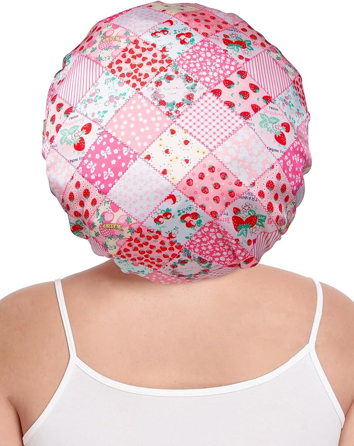 Pleated Silk Sleeping Bonnet with Eye Mask Double Layer Satin Hair Bonnets Sleep Cap for Curly Natural Hair