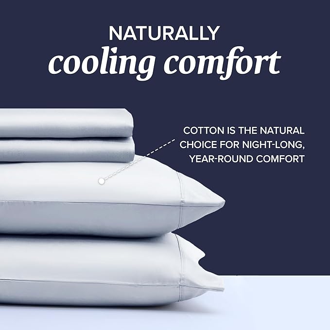 Beckham Hotel Collection Full Sheet Set 100% Cotton, 500TC Luxury Sateen Bedding, 16” Deep Pocket, Moisture-Wicking, 4-Piece, White