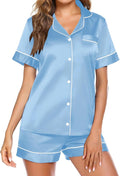 Ekouaer Pajamas for Women Set Silk Satin Pjs Shorts Sleepwear 2 Piece Loungewear S-XXL
