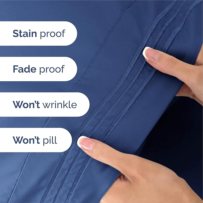 Split King Size 5 Piece Sheet Set - Extra Soft, Breathable & Cooling Sheets - Hotel Luxury Bed Sheets for Women & Men - Deep Pockets, Easy-Fit & Wrinkle-Free Sheets - Cobalt Blue Oeko-Tex Bed Sheets