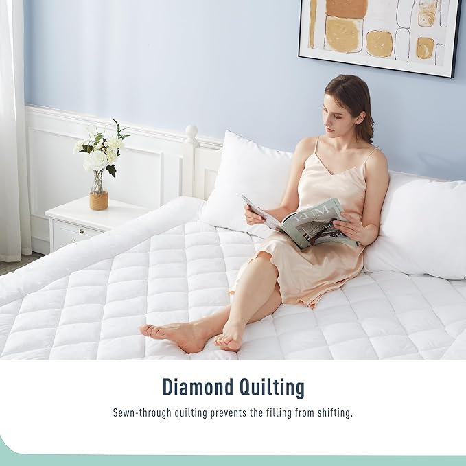 Queen Size Mattress Protector Waterproof Quilted Mattress Cover Cotton Mattress Pad Cover Extra Deep Pocket 18-22" Thin Version Hypoallergenic & Soft