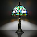 Tiffany Small Table Lamp for Bedroom Bedside Nightstand Table Lamps for Living Room 3 Way Color Temperatures Stained Glass Table Lamp 8X8X15 Inch Home Office Reading Desk Lamp (Pink Tulips)