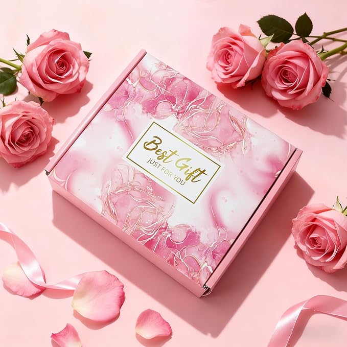 Spa Gift Basket with Bath Essentials- Pink Rose Relaxation Kit Set, Spa Items Box for Christmas Birthday Thanksgiving Holiday Women, Wife, Mom, Sister, Girlfriend