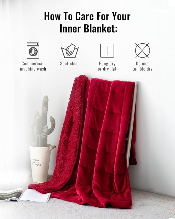 Uttermara Sherpa Fleece Weighted Blanket 15 lbs for Adult, Unicolor Ultra-Soft Fleece and Sherpa, Dual Sided Cozy Plush Blanket for Sofa Bed, 60 x 80 inches, Red