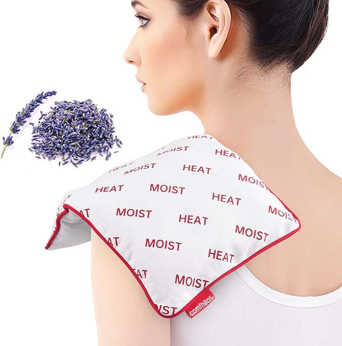 Small Heating Pad Microwavable with Cotton Washable Cover 11x6.3 Lavender Heat Pad for Pain Relief, Natural Fillings Moist Warm Compress, Microwave Hot Pack for Muscles, Joints