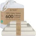 Threadmill Full Size Sheets | 600 Thread Count Bed Sheets Set with 16” Deep Pocket for Full Size Mattress | Sateen Weave 4-Piece Bedding Set with Cooling Effect | Taupe