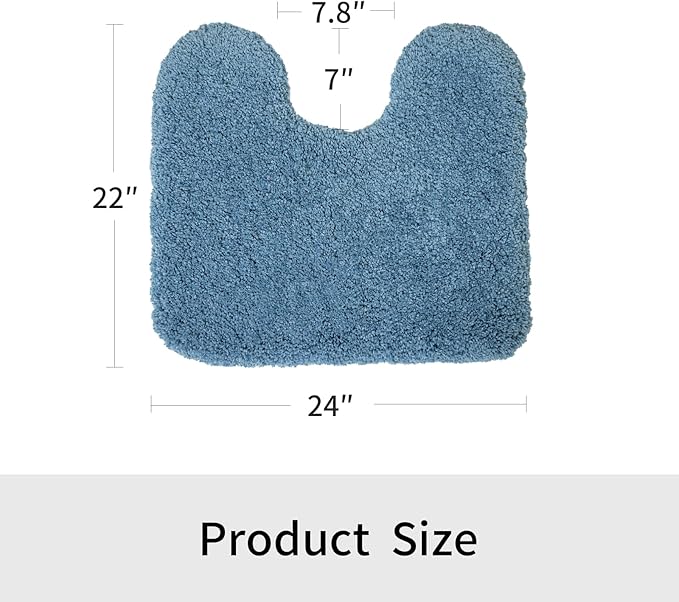 Blue Toilet Rug 22x24 Non Slip Fluffy Toilet Floor Mat U Shaped Washable Bathroom Contour Rug for Toilet Absorbent Thick Toilet Carpet