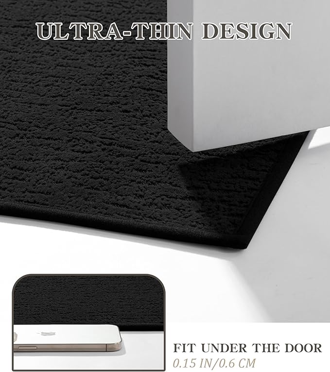 chakme Bathroom Rug Sets 2 Piece, Ultra Thin Bath Mat Quick Dry Bath Mat Set, Absorbent Bath Mat for Bathroom Non Slip Machine Washable, (Black, 2 Piece)