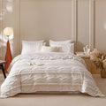 KAREVER Ivory Boho Comforter Set Twin Mixed Textures Jacquard Bedding Set Durable Chic and Stylish Bedroom Set