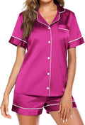 Ekouaer Pajamas for Women Set Silk Satin Pjs Shorts Sleepwear 2 Piece Loungewear S-XXL