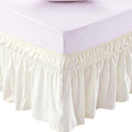 MEILA Wrap Around Bed Skirt Three Fabric Sides Elastic Dust Ruffled 18 Inch Tailored Drop,Easy to Install Fade Resistant-Ivory, Twin/Full