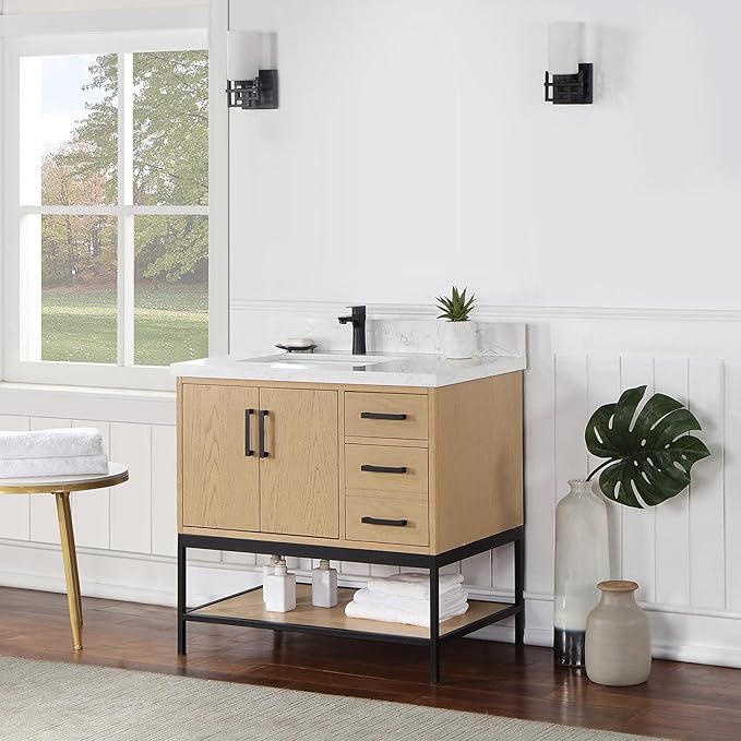 Wildy 36" Single Bathroom Vanity Set in Black Oak Without Mirror