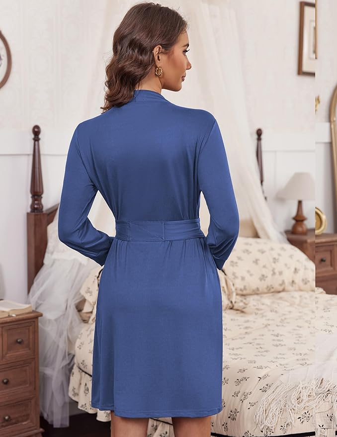 HOTOUCH Womens Robe Lightweight Short Knit Bathrobe Soft Ladies Sleepwear with Pockets