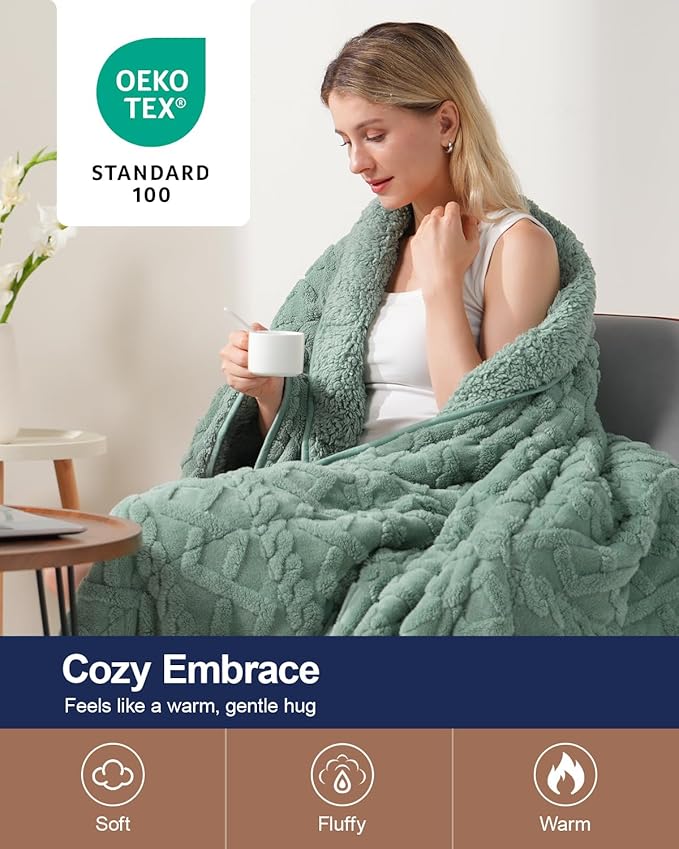 Super Fuzzy Soft Sherpa Fleece Weighted Blanket, 15 lbs Dual Sided Fluffy Heavy Weighted Blankets for Adults - No Bunching with Double Layers of Soft Inner Lining (60"x 80", 15 Pounds)