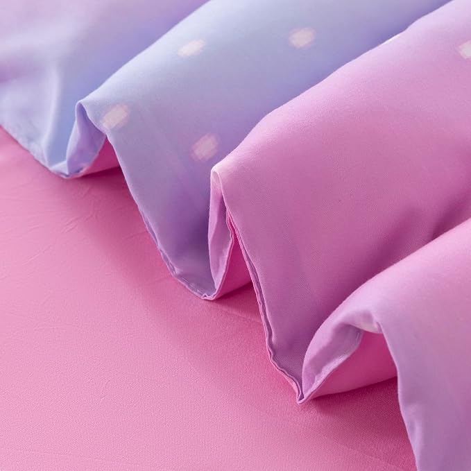 4Pcs Girls Comforter Sets Queen for Girls Kids, Gradient Colorful Rainbow Bedding Set Queen Bed in A Bag (1 Comforter, 1 Flat Sheet, 2 Pillowcases)