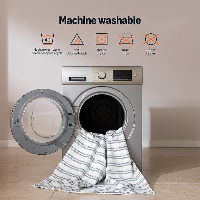 Amazon Basics Geometric Jacquard Fabric Shower Curtain for Bathroom, Lightweight, Waterproof and Washable, 72" W x 86" L, Grey Striped