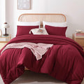 ROSGONIA Full Size Comforter Sets for Girls Boys Kids Dark Red, 3pcs Comforter Full Size (1 Comforter & 2 Pillowcases) Lightweight Dorm Bedding Sets