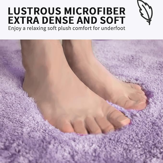 FIFU Bathroom Runner Rug 24" W x 48" L, Bath Mats for Bathroom, Bedroom & Kitchen, Non-Slip Rubber Latex Backing, Comfort & Soft Shower Bathmat & Carpet for Sink, Home & Hallways, Lavender